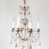 French chandelier late 19th patinated brass 6 arms