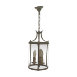 Brass lantern and vintage glass electrification in working condition dimension H-60x diameter -20.5