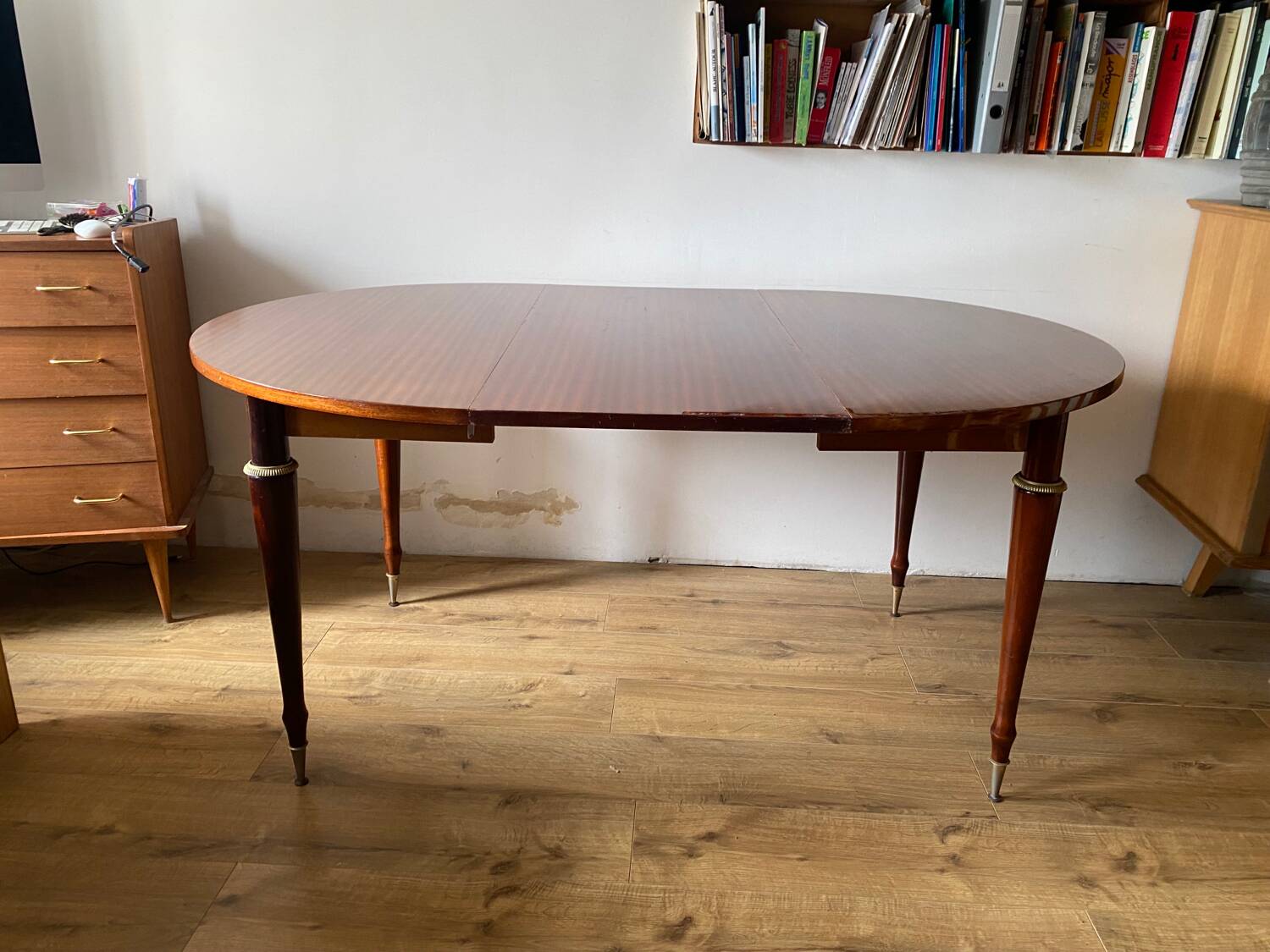 Round mahogany table with extension