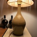 Lamp in stoneware and raffia electrified to nine