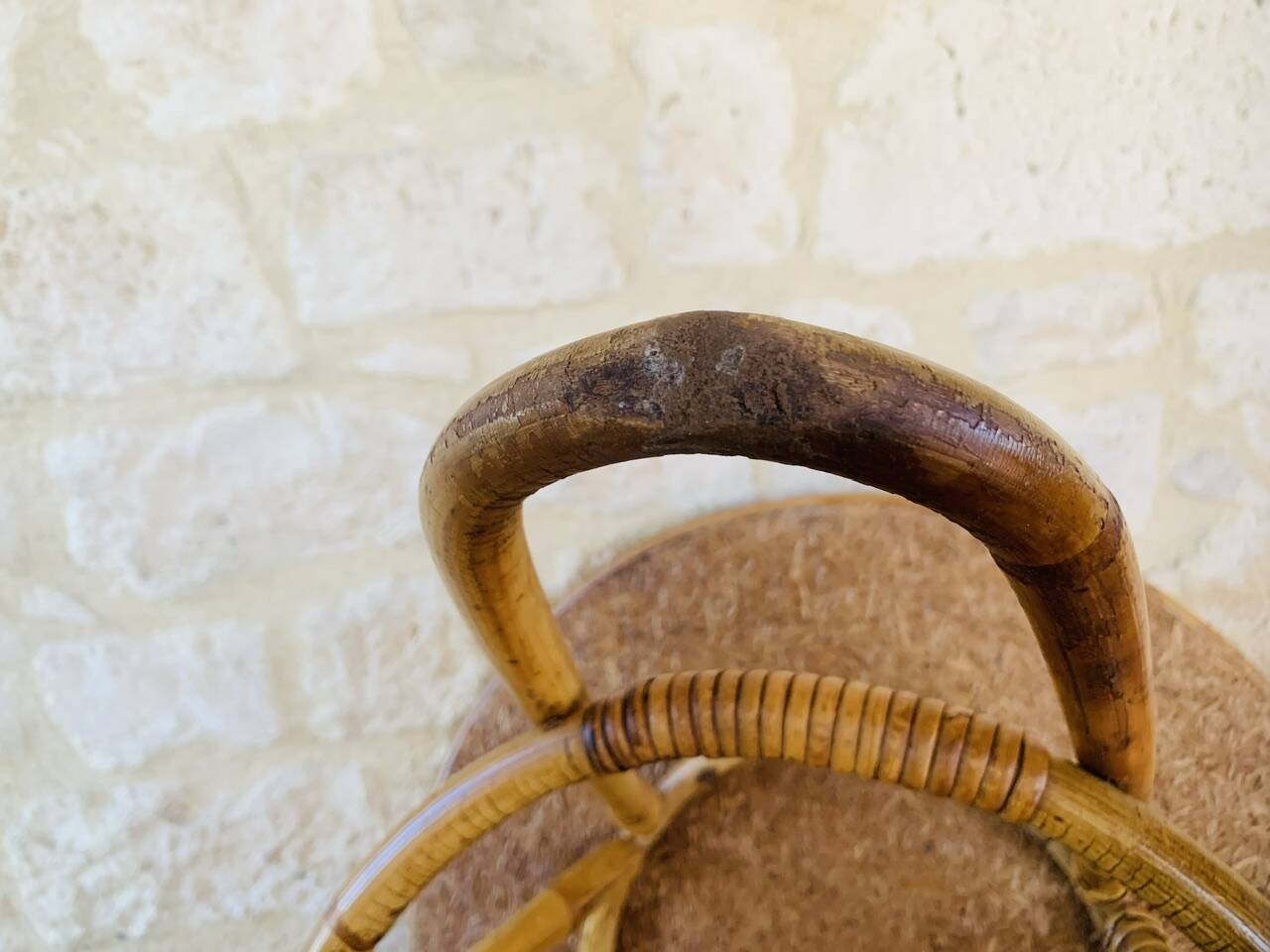 Table d'appoint en bambou et rotin circa 60's