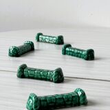 5 green ceramic knife holders with bamboo effect