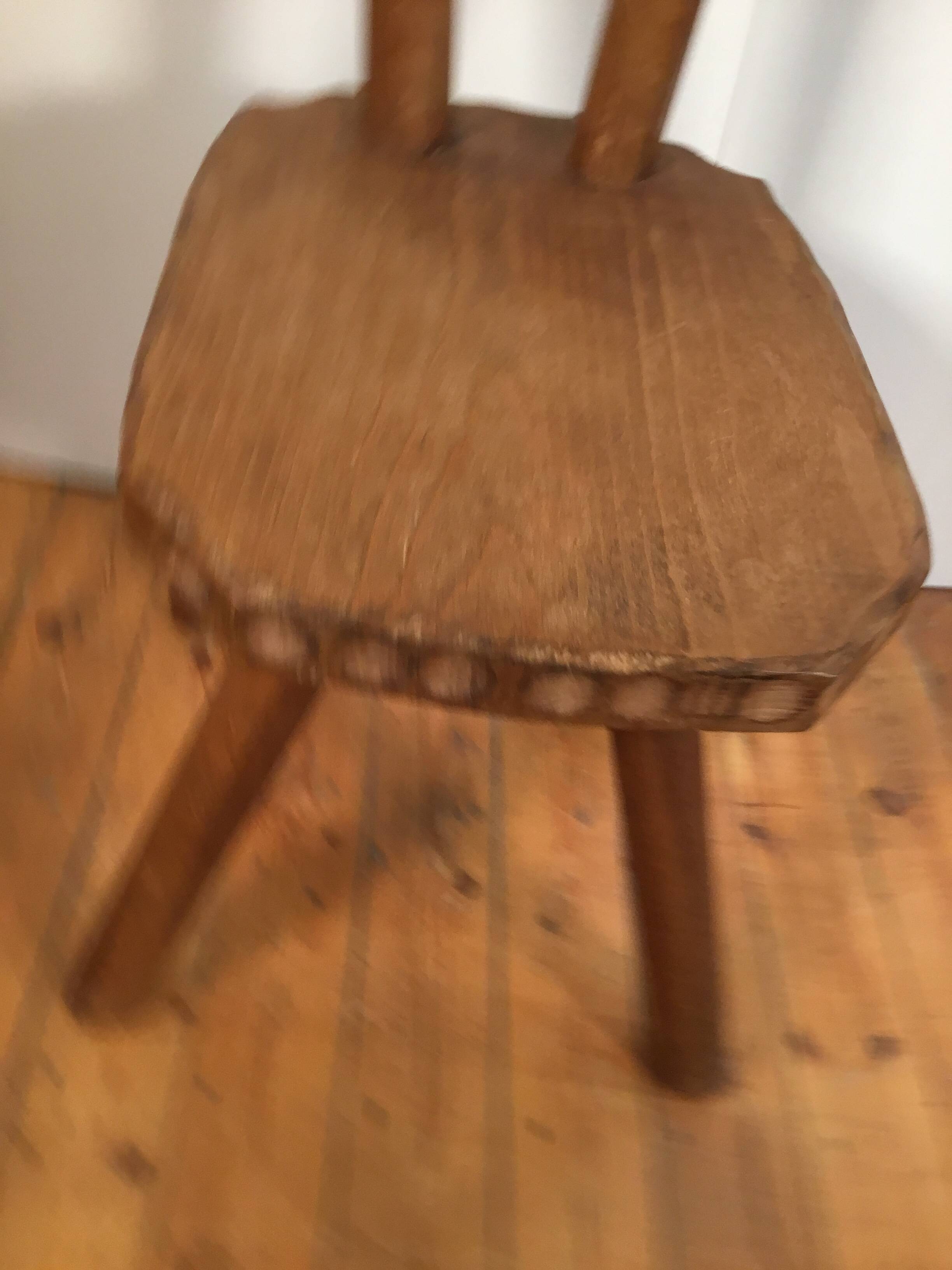 solid oak brutalist organically shaped chair