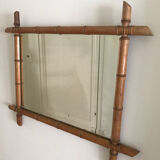 Mirror turned wood vintage bamboo