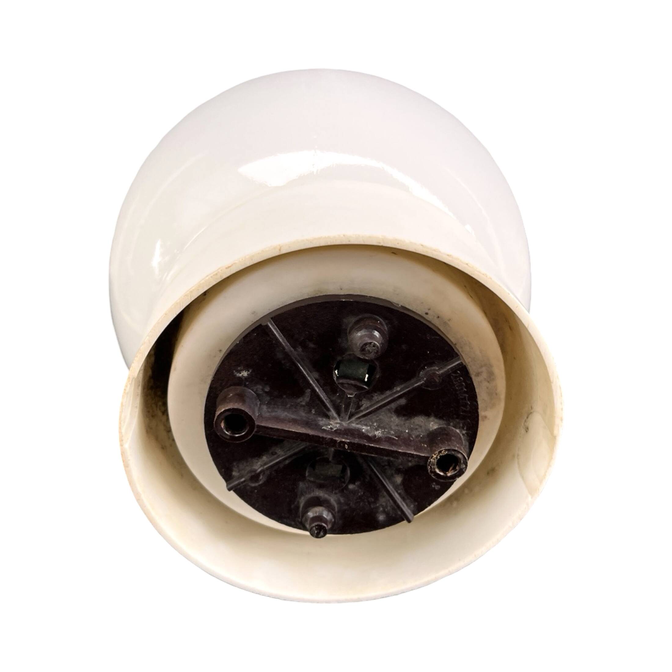 White spherical wall lamp, Elektrosvit Nové Zámky, Czechoslovakia, 1960s.