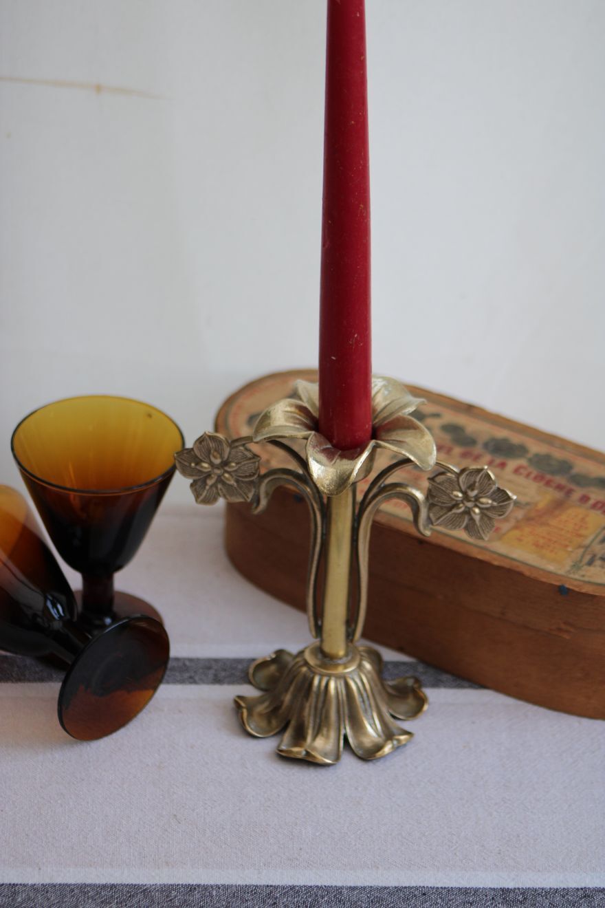 Golden metal stand candle holder