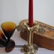 Golden metal stand candle holder