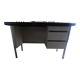 Industrial metal desk from the 70s with three drawers and glass top