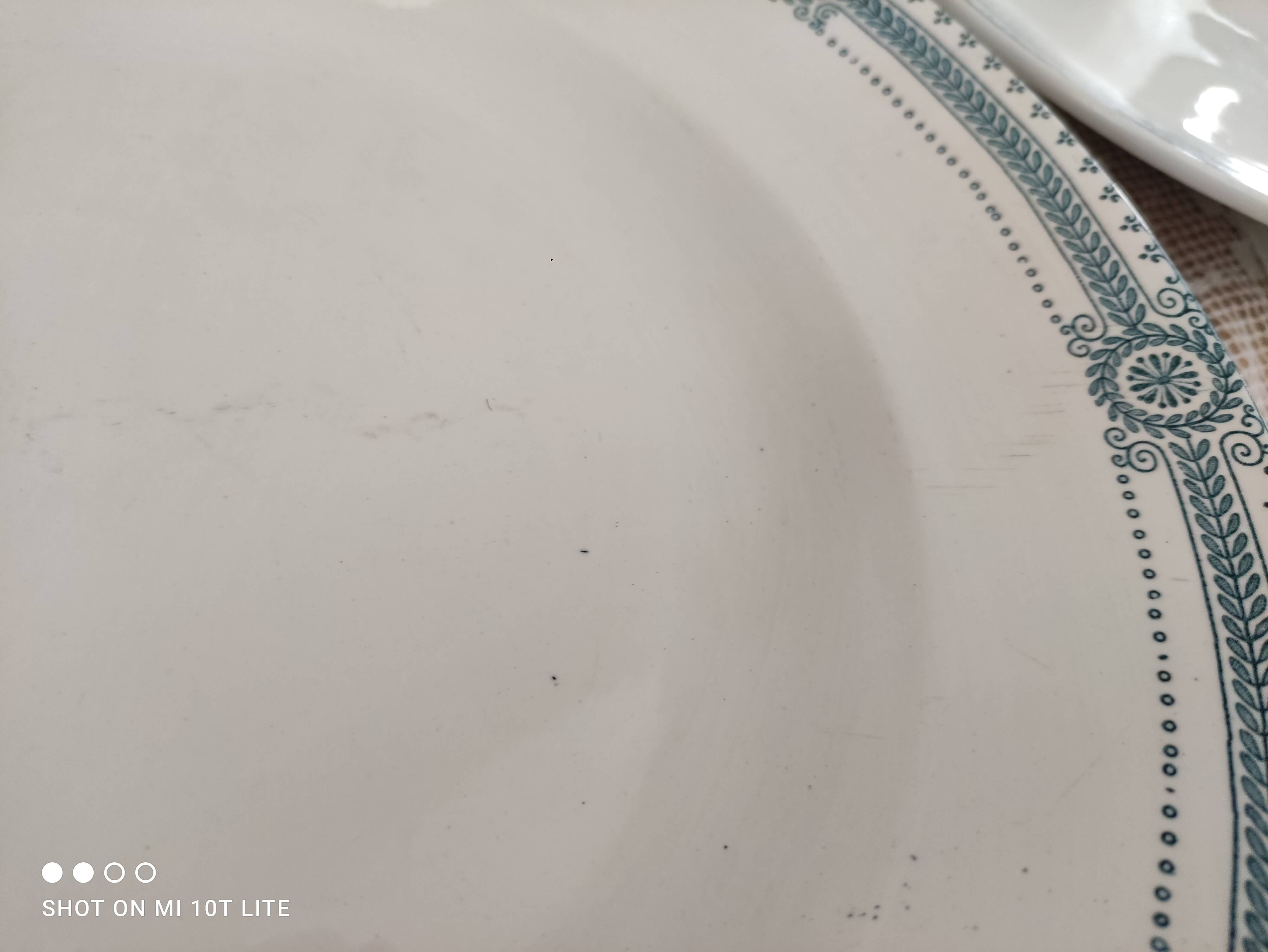 Set of 2 round dishes trundle in Iron Earth Sarreguemines model Carina decoration blue frieze