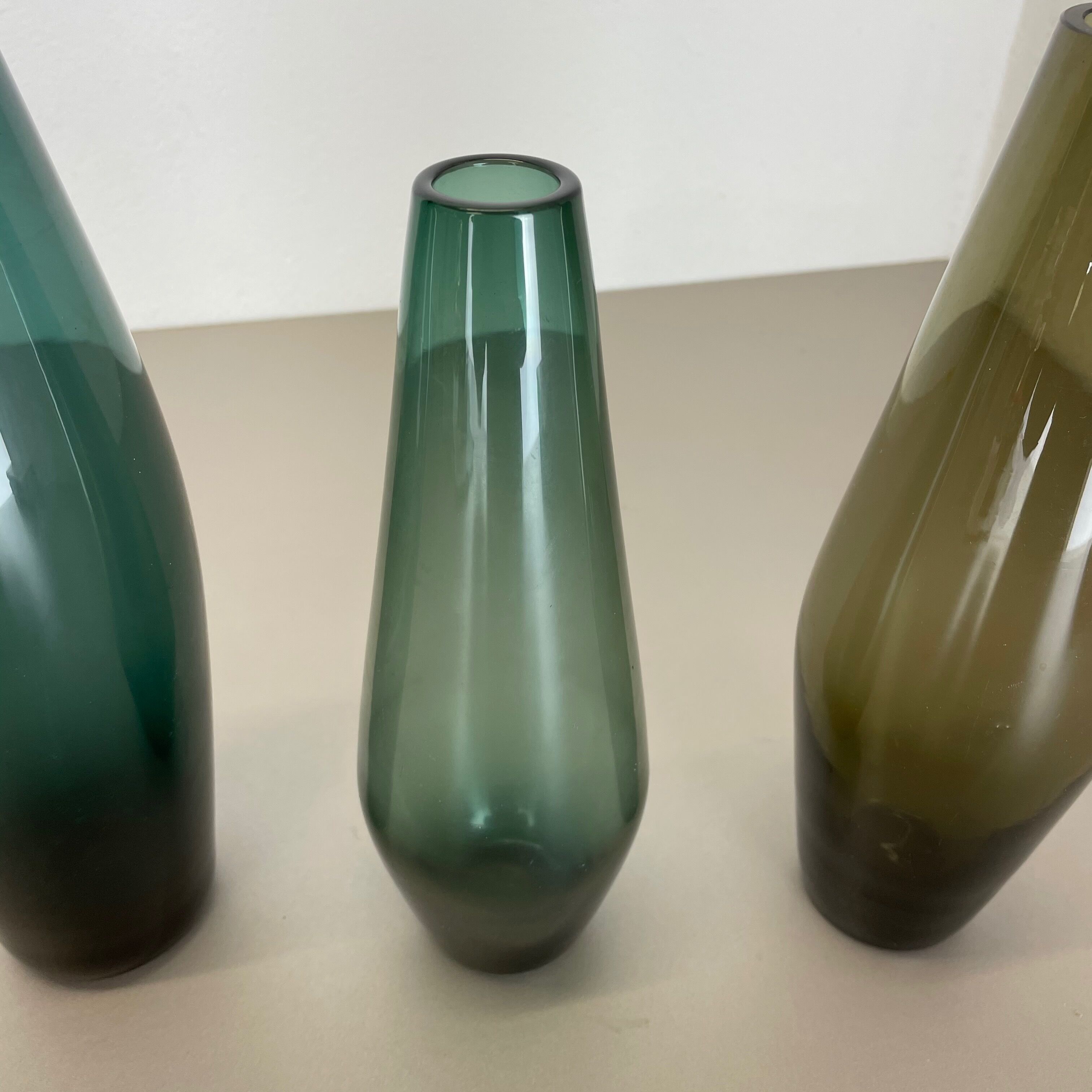 Set of three turmalin vases wilhelm wagenfeld wmf attributed, germany 1960s