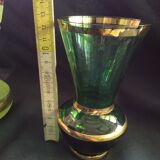 Two vintage green vases in glass and granite effect 50s