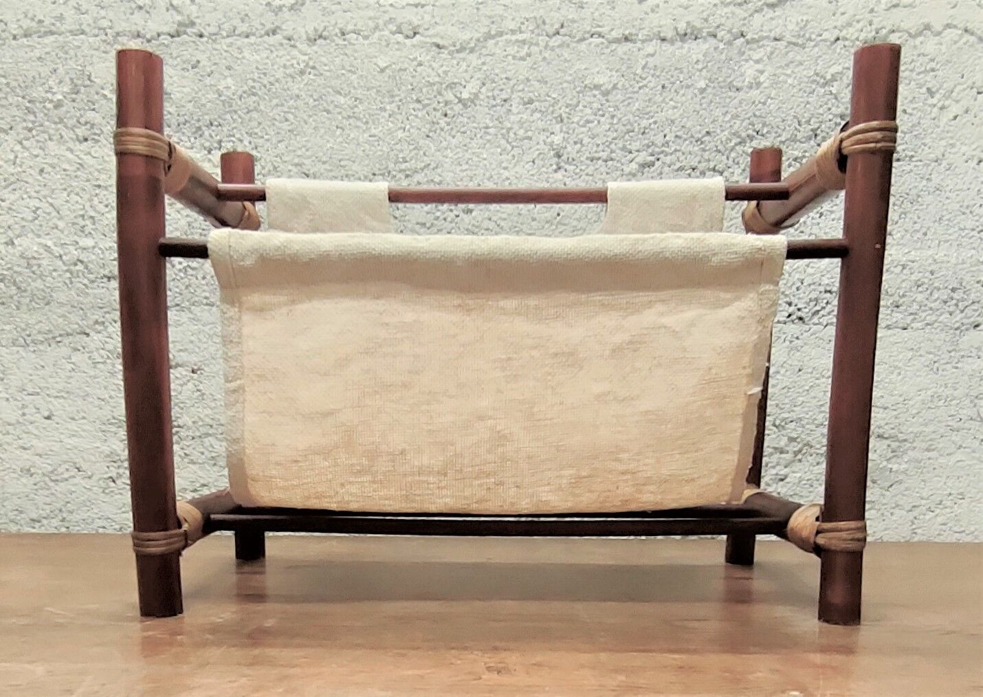 Vintage magazine holders 70's ~ rattan, burlap and wicker ~ France