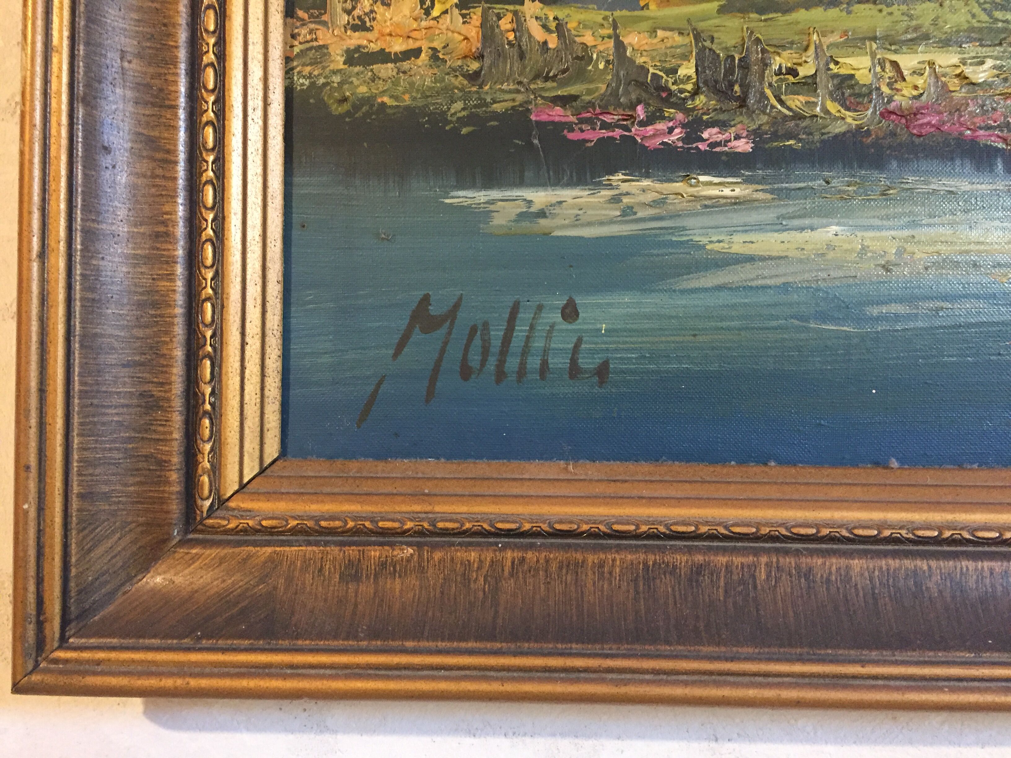 Oil painting on canvas signed mollin