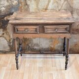 Raw wood console with drawers