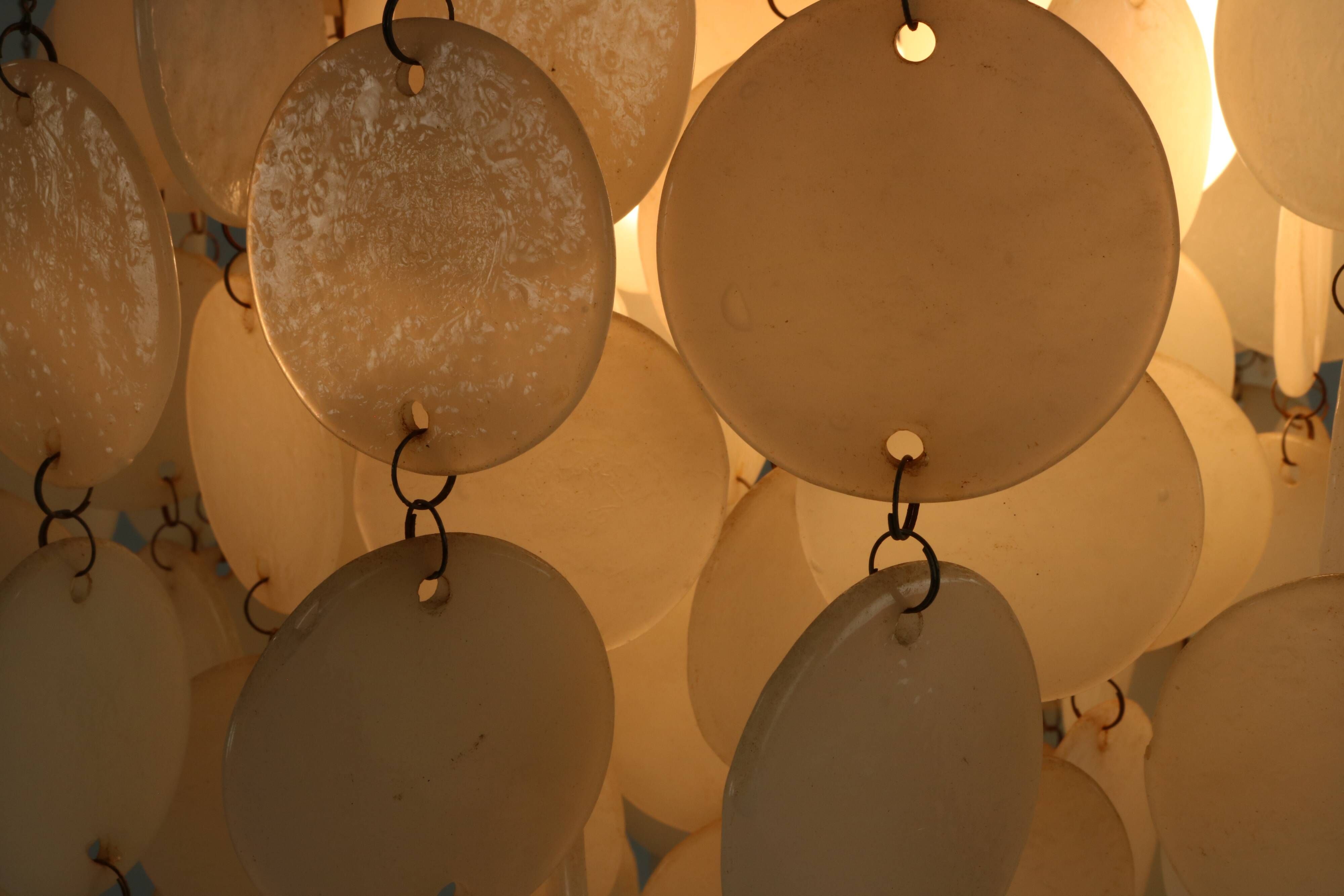 Sixties ceiling lamp with small ceramic shells