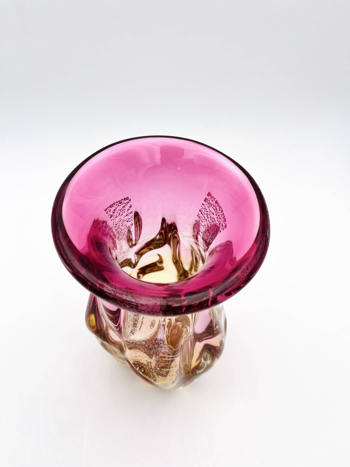 Vase Studio Glass Josef Hospodka Chribska Sommerso Feuille Argent