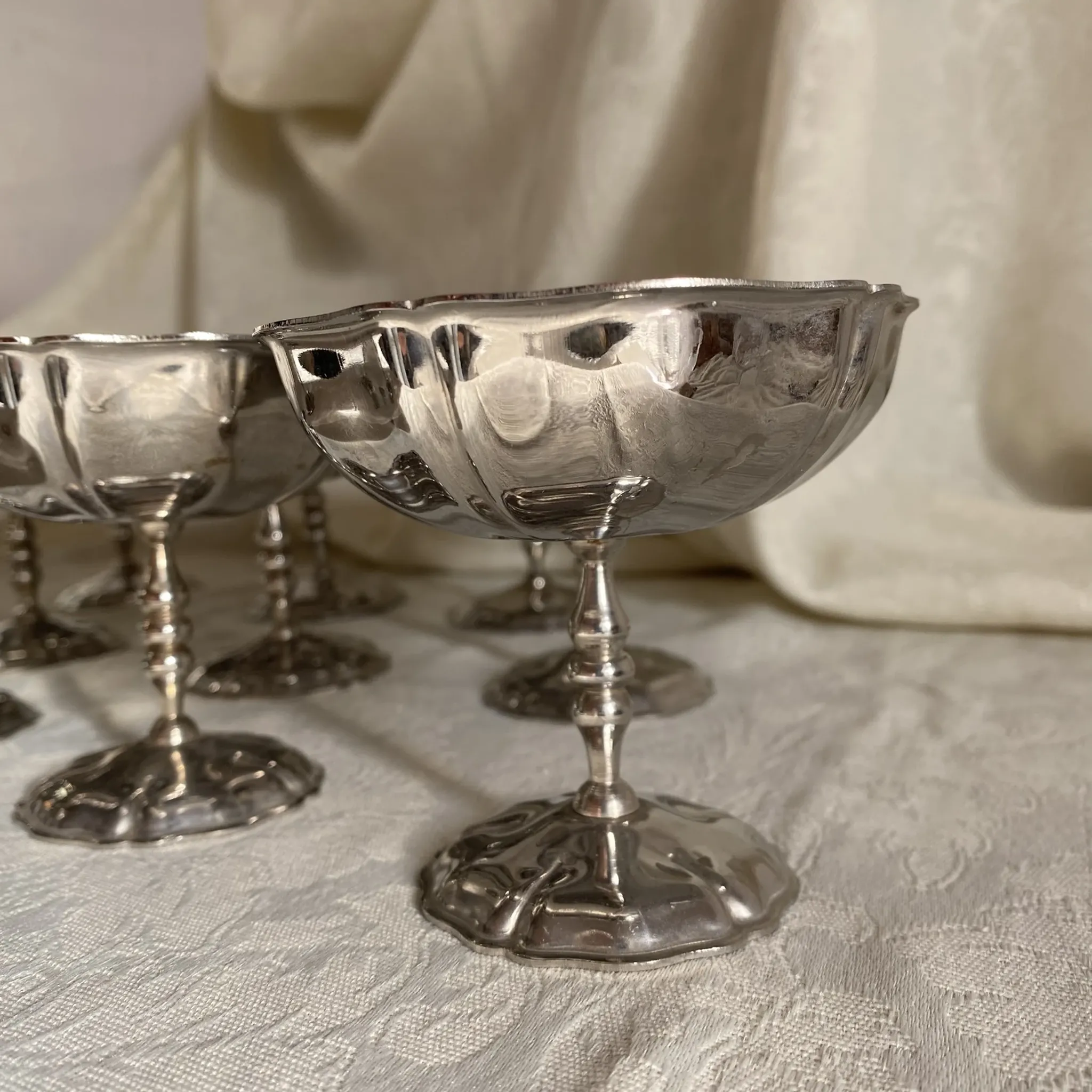 Vintage stainless steel footed bowls