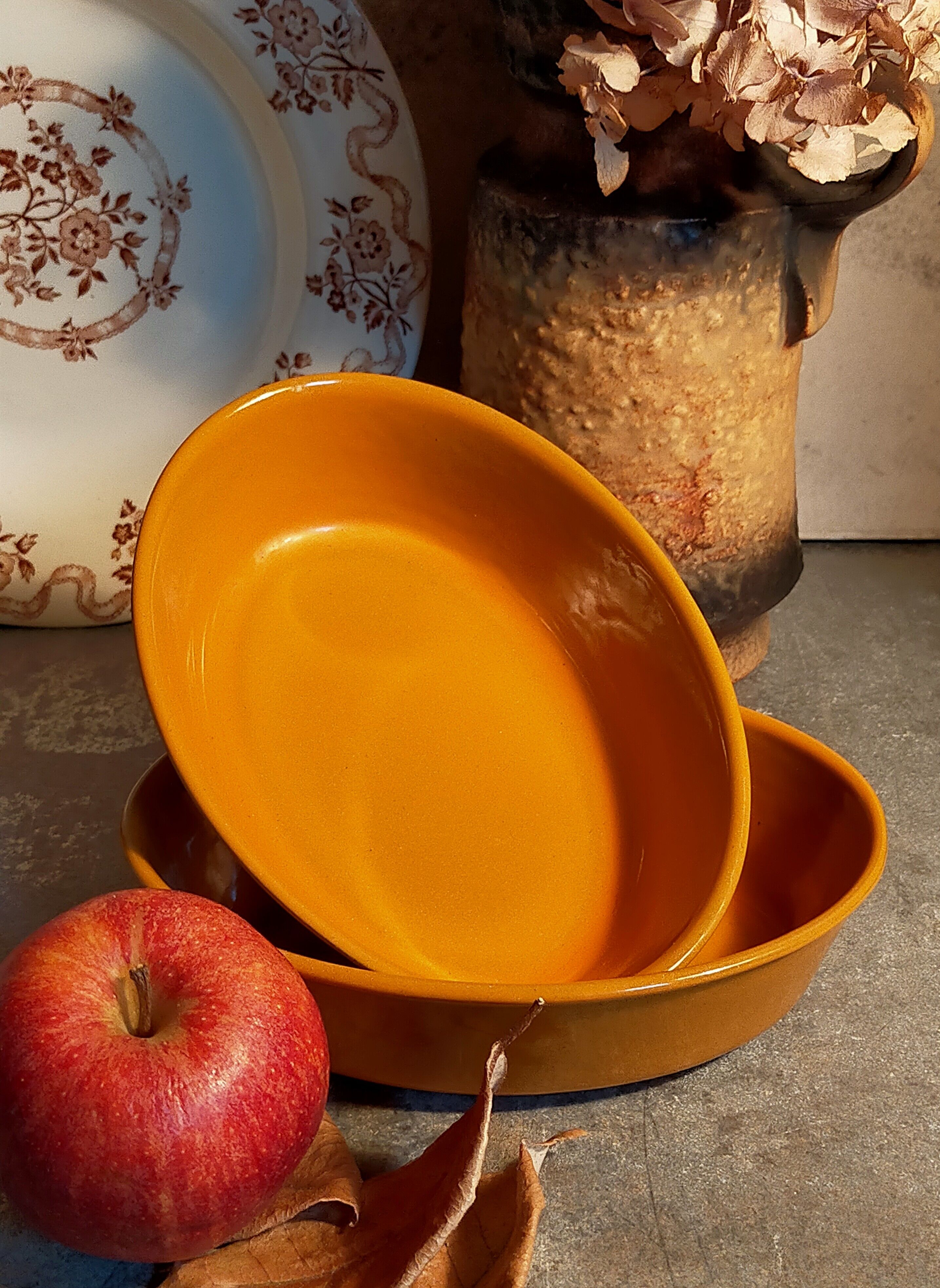 Duo of enamelled cast iron dishes Made in France LE CREUSET vintages
