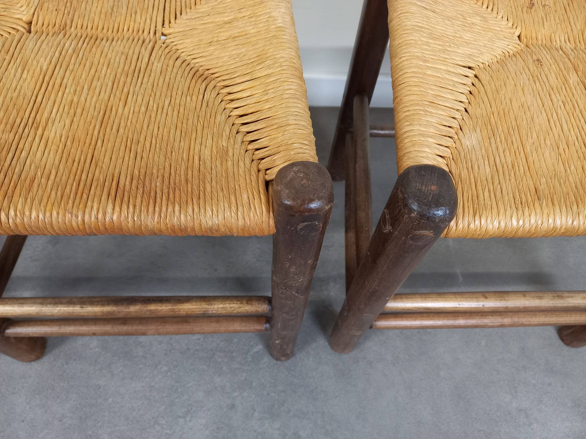 Straw brutalist chairs, set of 4