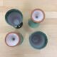 4 blue green ceramic mazagran glasses