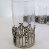 Glass with art deco strapping