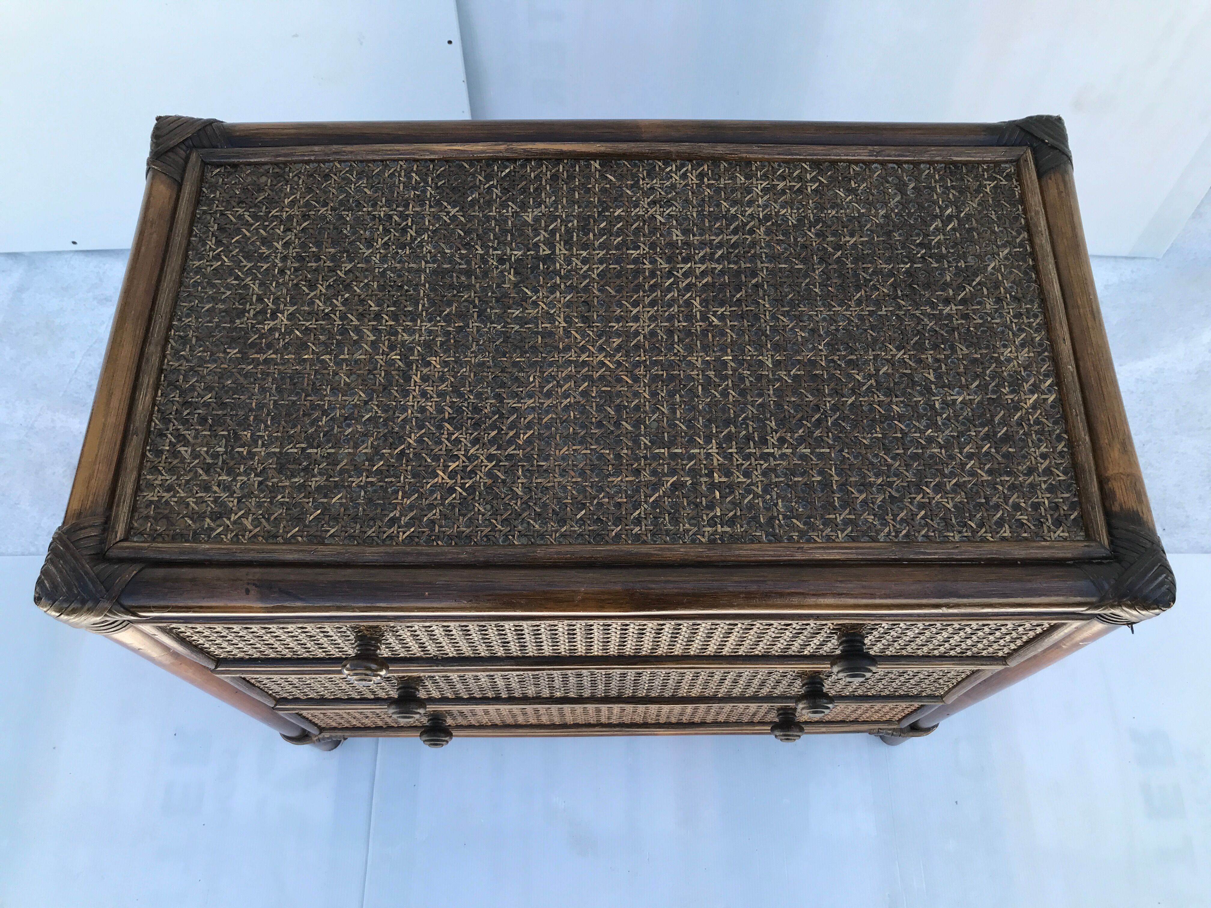 Rattan chest of drawers and canning 60s-70s