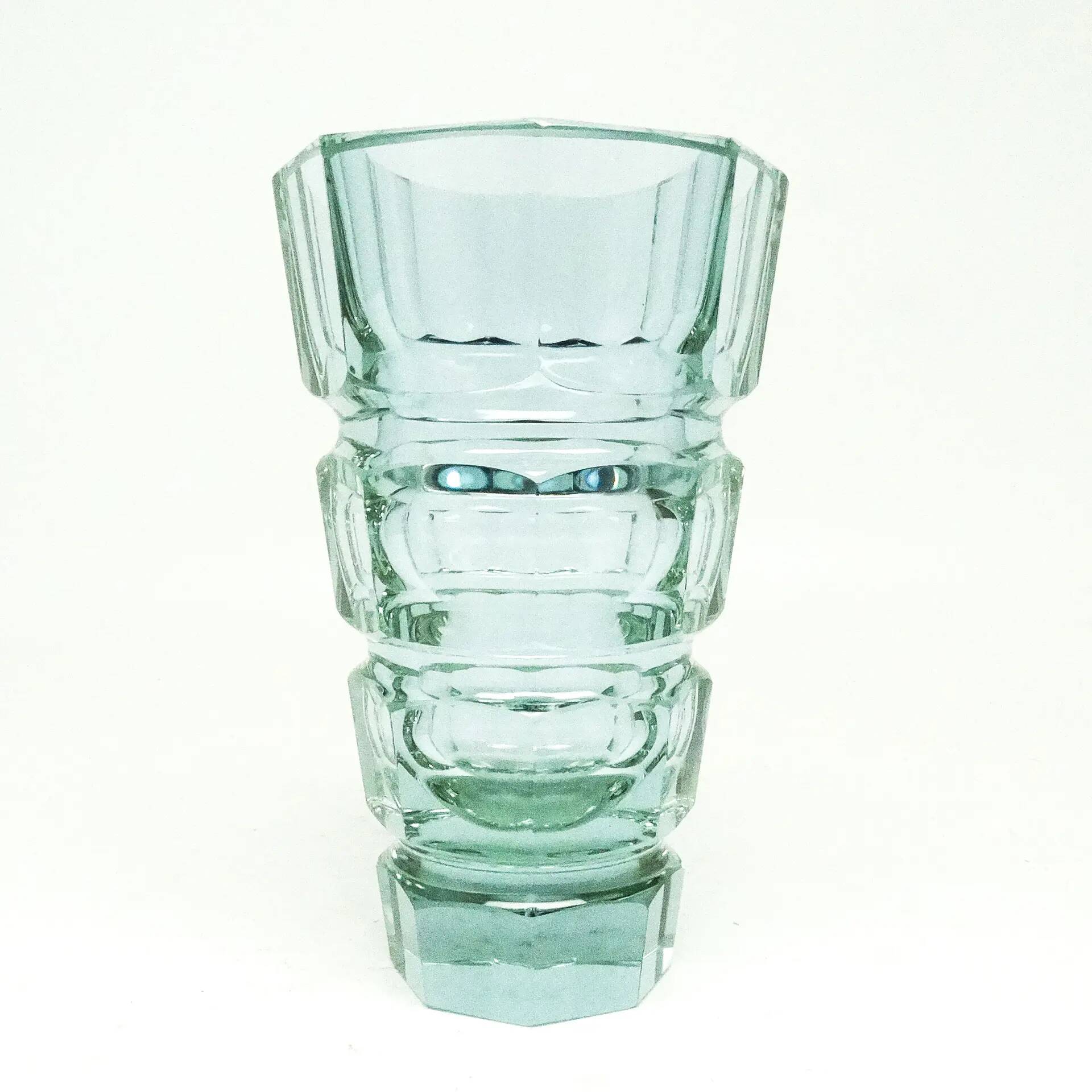 Art Deco vase, alexandrite glass, design by J. Hoffmann, Moser, Czechoslovakia, 1930s