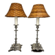 Old rattan candle holder lamps (X2)