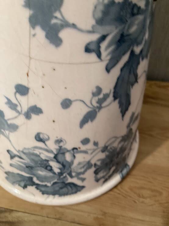 Antique water pitcher, English earthenware, Floral Furnivals England
