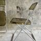 Pair of folding plexiglass and chrome metal chairs - space-age design 1970