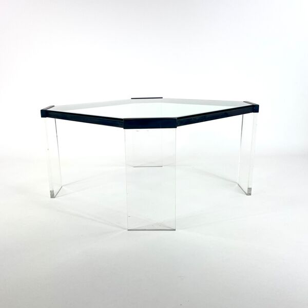 Table basse eightie's verre et plexiglas