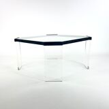 Table basse eightie's verre et plexiglas