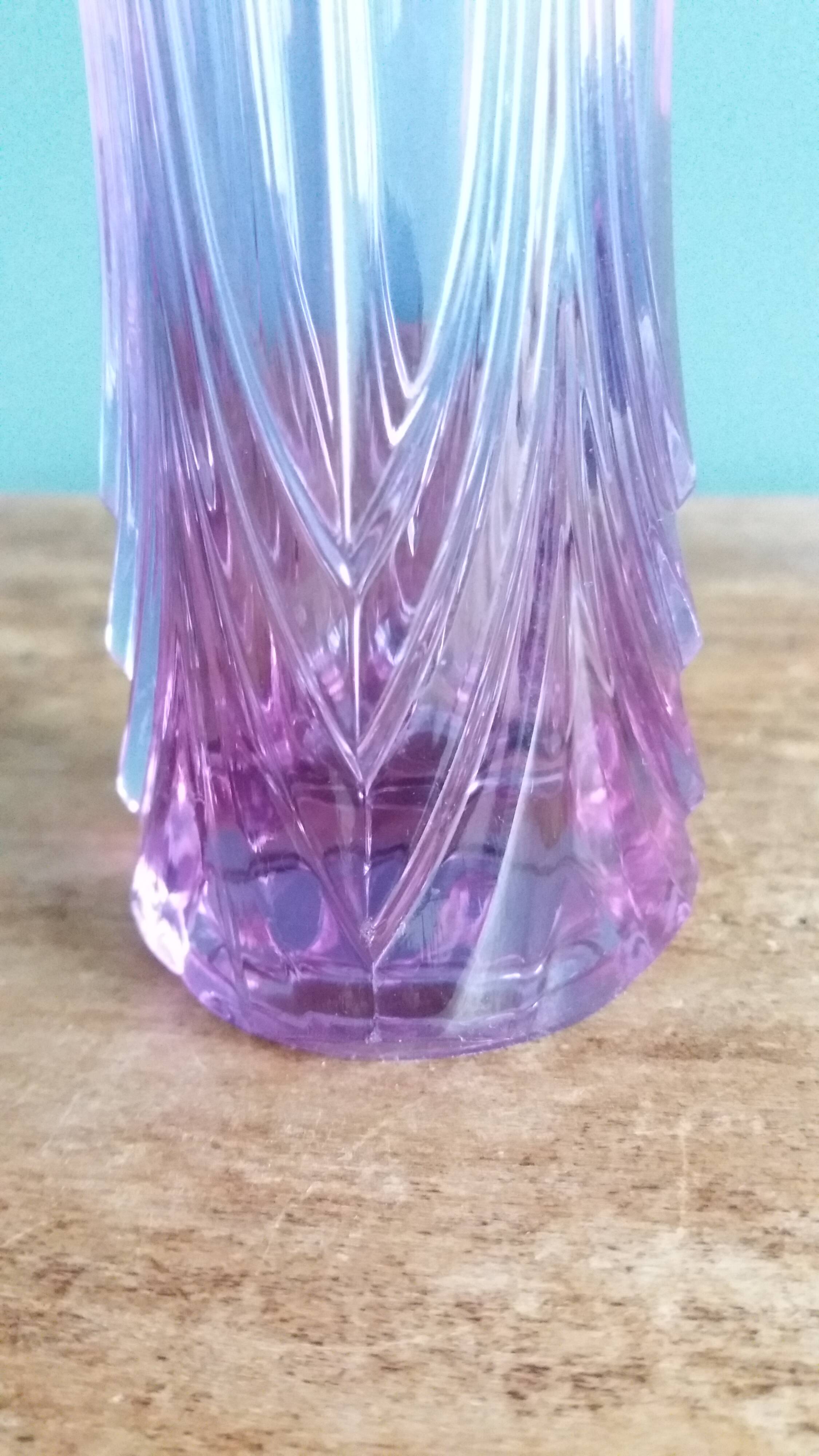 Violet mauve cut crystal soliflore vase, Cristal d’Arques
