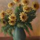 Painting bouquet of yellow daisies signed Auguste Boiteux