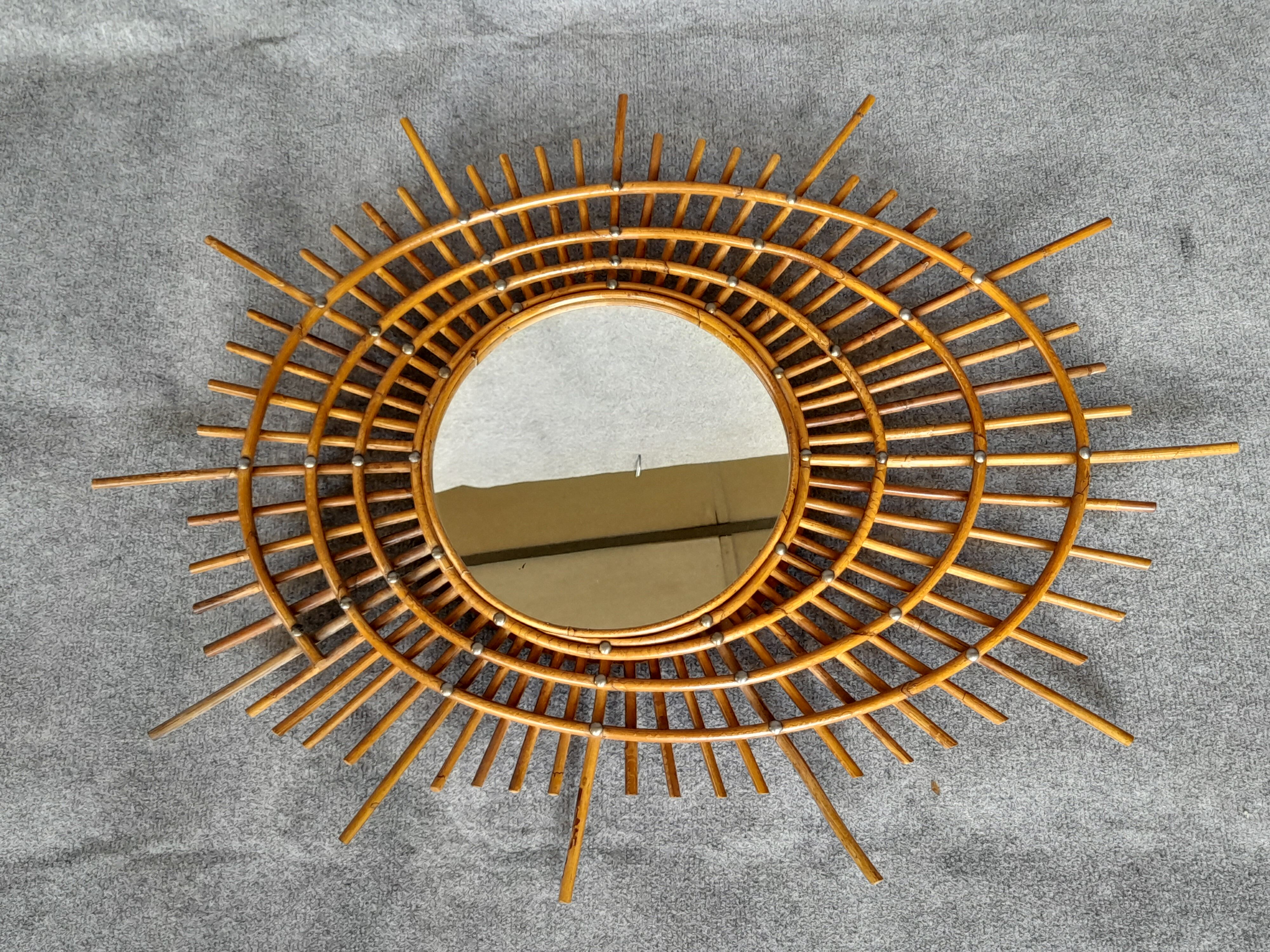 Vintage rattan mirror (known as ORTF)