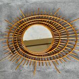 Miroir vintage en rotin ( dit ORTF )