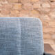 Sofa bed in solid beech with blue fabric, circa 1970