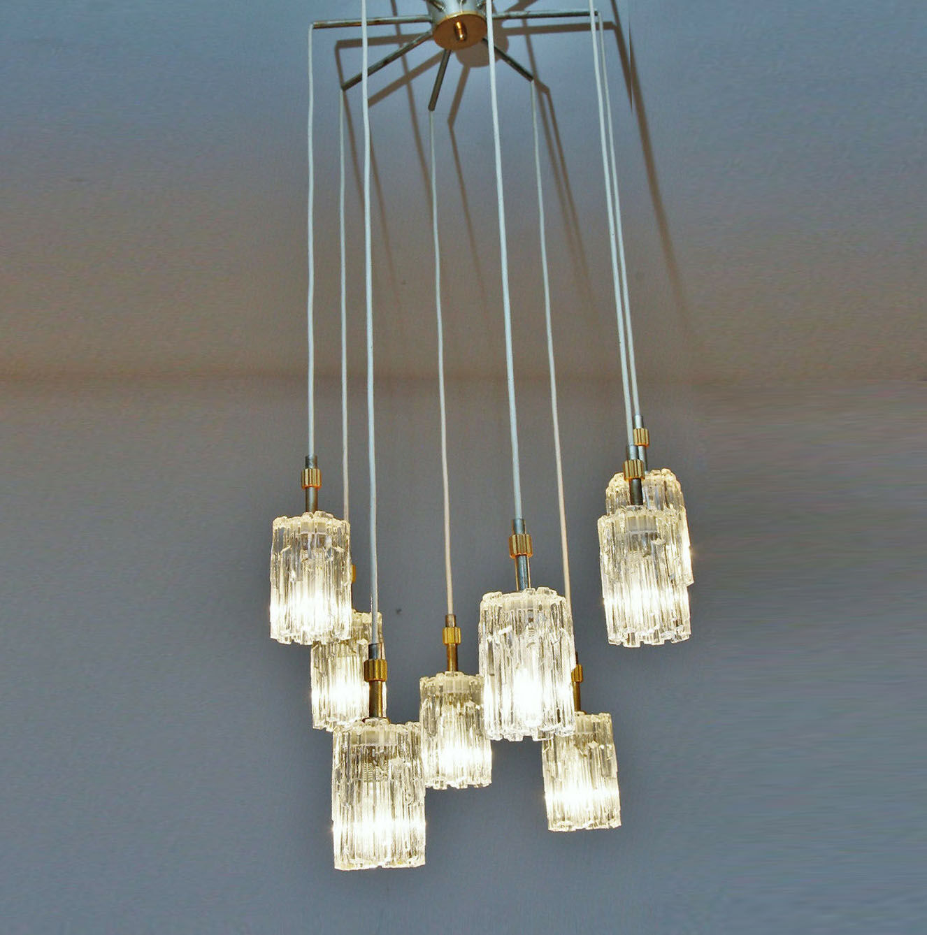 Modernist Crystal hanging 7 Fires, Germany 60s