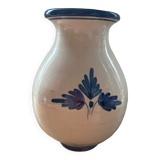 Handmade ceramic vase white with blue pattern