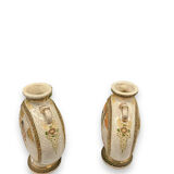 Pair of Japanese earthenware gourd vases from Satsuma