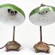 Pair of Unique 1920's Enamel & Cast Iron Desk Lamps, Czechoslovakia
