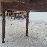 Burgundian oval farm table in 19th century solid oak with shutters - 1m93
