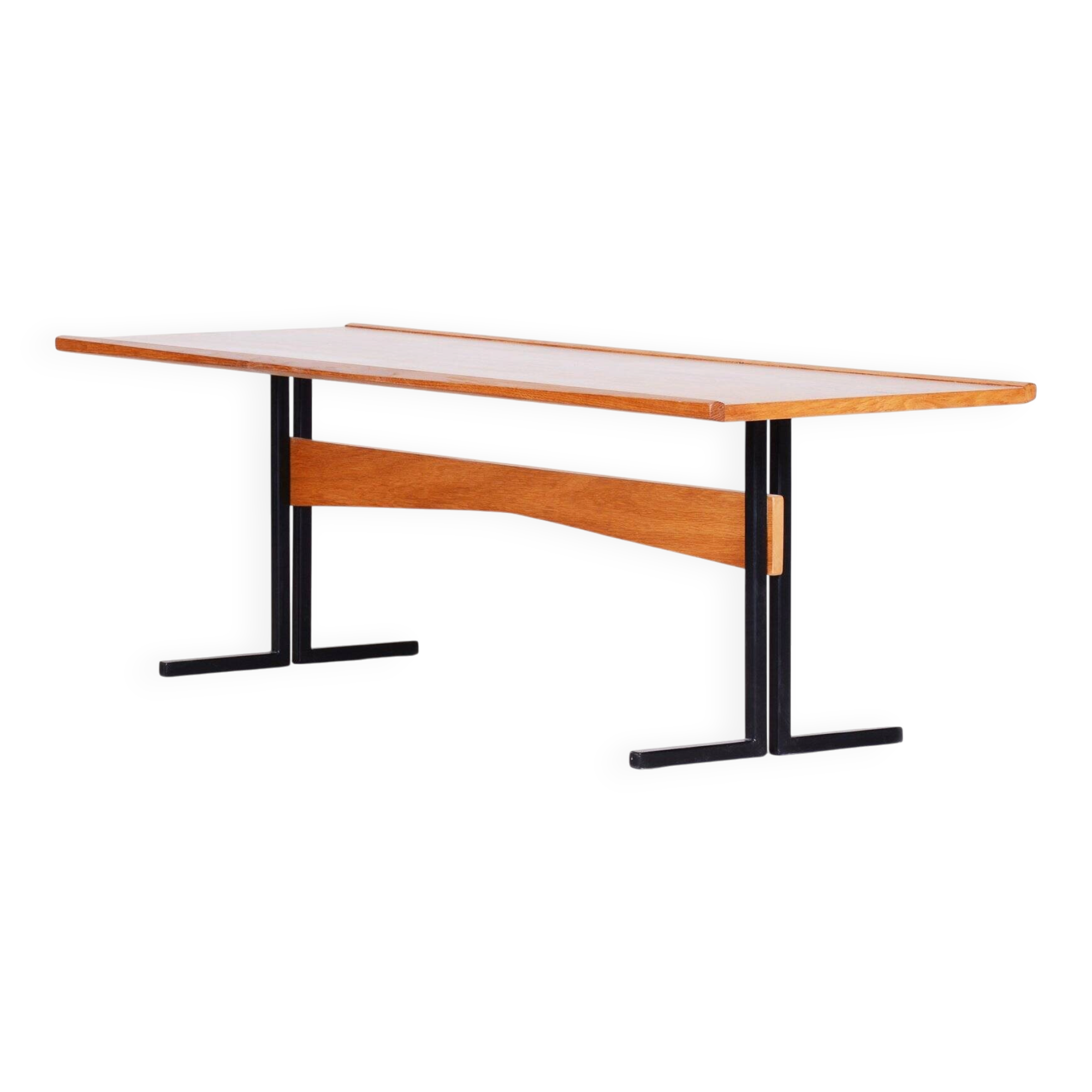 Mid-Century Modern Ash & Steel Dining Table, 1960s