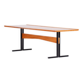 Table à manger en frêne et acier de style mid-century modern, années 1960