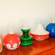 Spherical pendant light in royal blue opaline design 1970