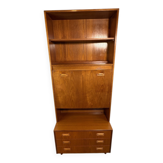 Bibliothèque haute en teck style rétro vintage milieu du siècle avec intérieur bureau par G-Plan