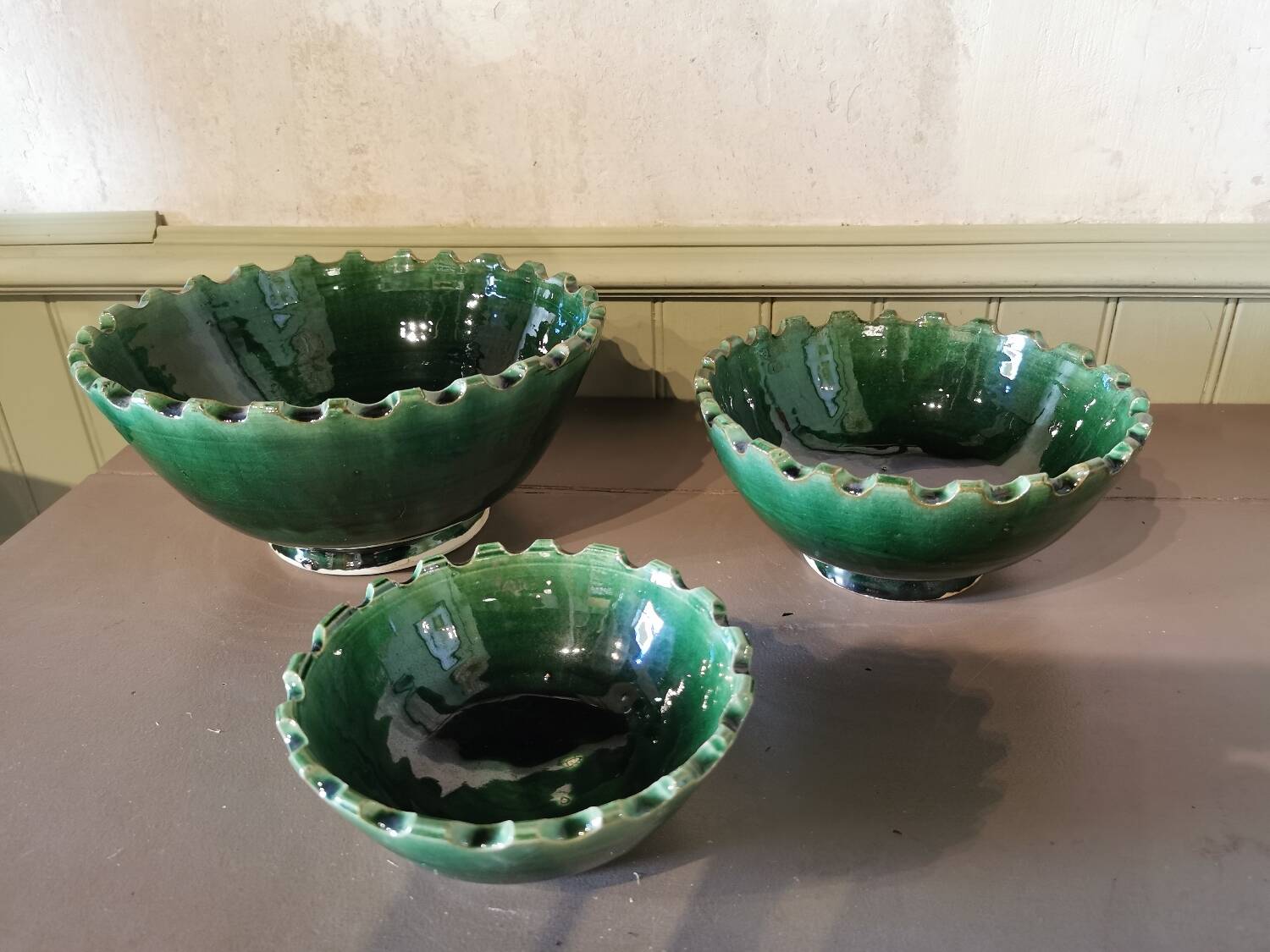 Set of 3 green salad bowls Morocco