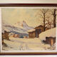 Old painting, snow landscape signed Salanon, mid-20th century