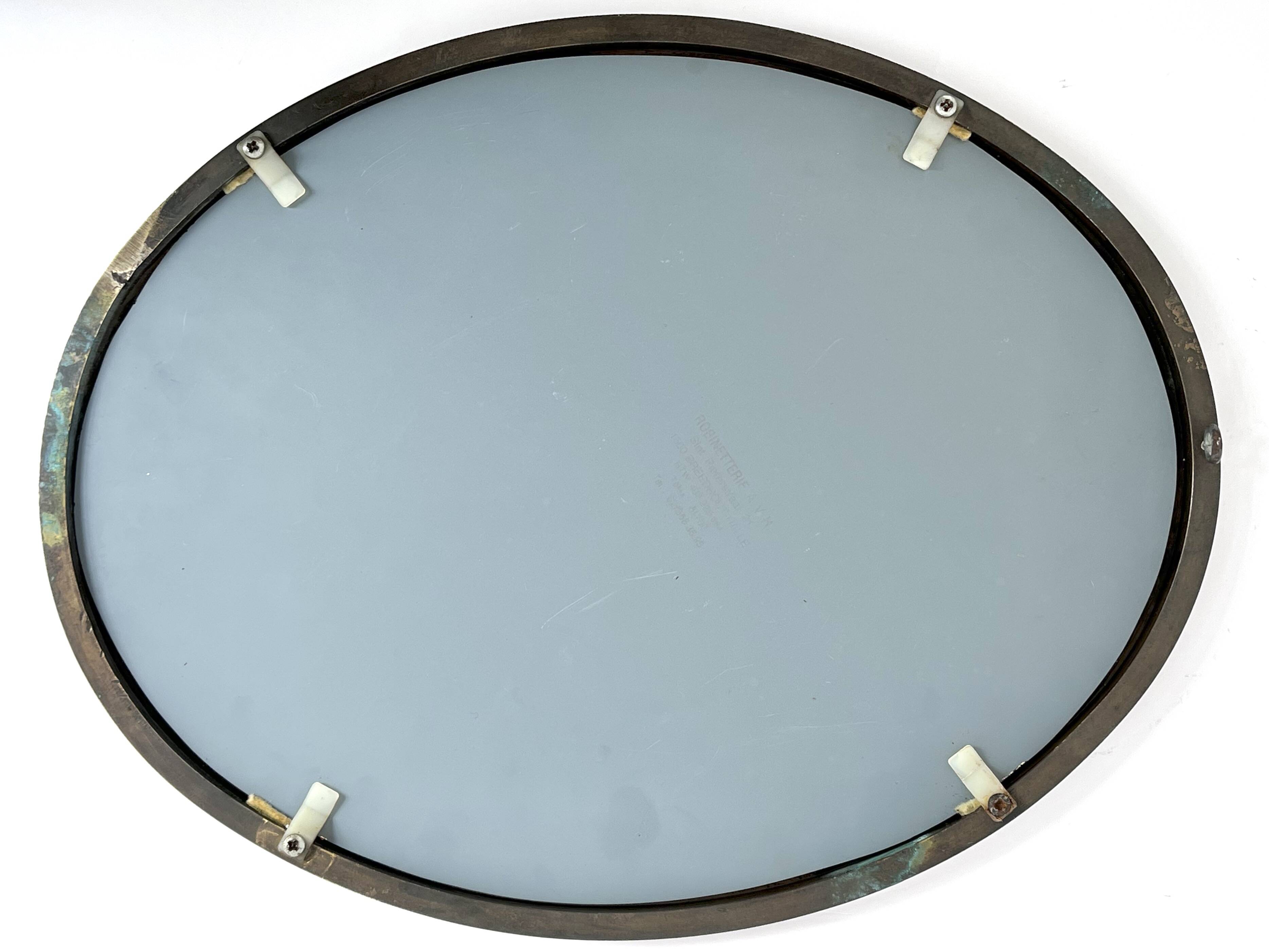 Oval Patinated Bronze Mirror 1950