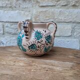 Old vase or pot with handles turquoise pattern Akteja